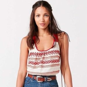 Urban Outfitters Ecote Red Embroidered Crop Top
